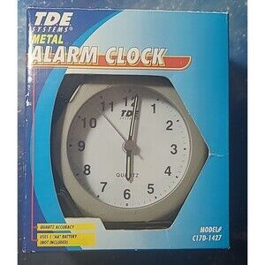 Vintage 'TDE SYSTEMS' Metal Quartz Alarm Clock NIOB
